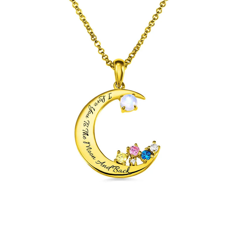 Moonstone Pendant Necklace with 5 Stones