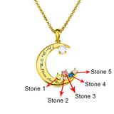 Moonstone Pendant Necklace with 5 Stones