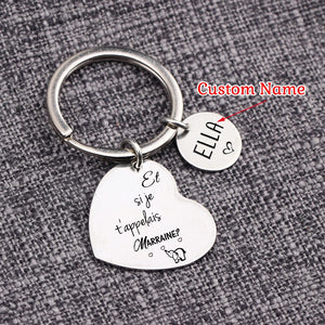 Engraved Godmother Keychain - Et si je t'appelais MARRAINE - Gift for Moms