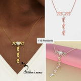 Personalized Mom Necklace with Kids Names & Feet Pendants