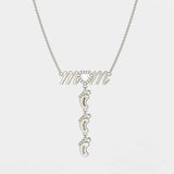 Personalized Mom Necklace with Kids Names & Feet Pendants