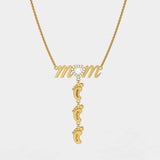 Personalized Mom Necklace with Kids Names & Feet Pendants