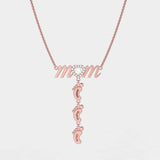 Personalized Mom Necklace with Kids Names & Feet Pendants