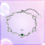Personalized Multi-Heart Knot Bracelet with Family Name & Birthstones