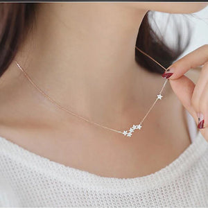 925 Sterling Silver Star Necklace Dainty Short Chain Women Gift NK006