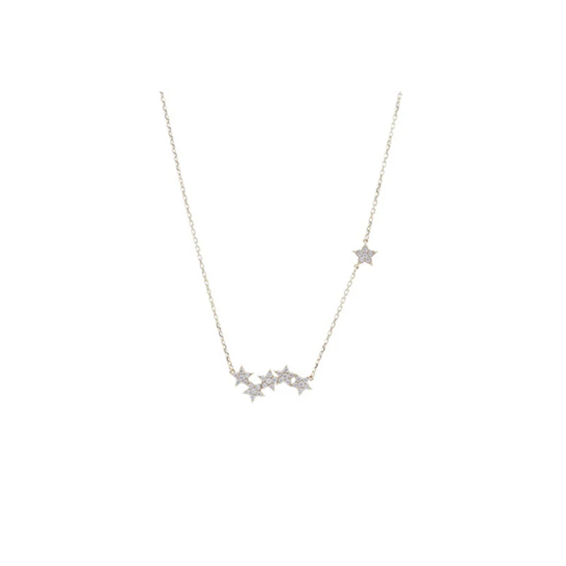 925 Sterling Silver Star Necklace Dainty Short Chain Women Gift NK006