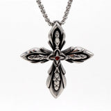 Personalized Layers Cross Pendant Red Cubic Zirconia Necklace for Women