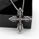 Personalized Layers Cross Pendant Red Cubic Zirconia Necklace for Women