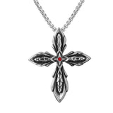 Personalized Layers Cross Pendant Red Cubic Zirconia Necklace for Women