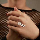 Custom Old English Double Name Necklace for Mother