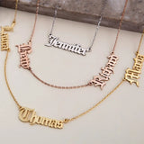 Custom Old English Double Name Necklace for Mother