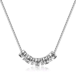 Custom Beads Pendant Necklace with Crystal Charms & Engraved Name