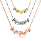 Custom Beads Pendant Necklace with Crystal Charms & Engraved Name