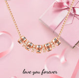 Custom Beads Pendant Necklace with Crystal Charms & Engraved Name