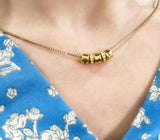 Custom Beads Pendant Necklace with Crystal Charms & Engraved Name
