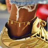 Custom Initial Number Stainless Steel Anklets for Women