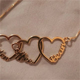 Personalized Family Member Heart Necklace - Custom Multiple Name Stainless Steel