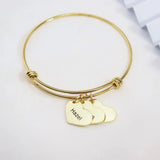 Personalized Heart Pendant Bangle with Multiple Names