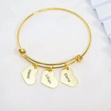 Personalized Heart Pendant Bangle with Multiple Names
