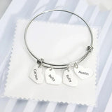 Personalized Heart Pendant Bangle with Multiple Names