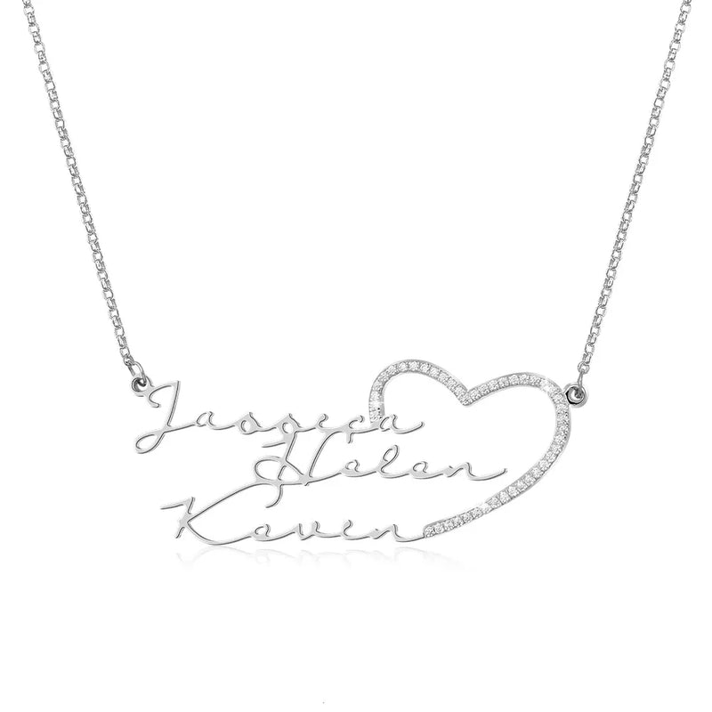 Personalized Heart Crystal Pendant Necklace