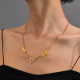 Personalized 2 Nameplates Pendant Necklace with Heart