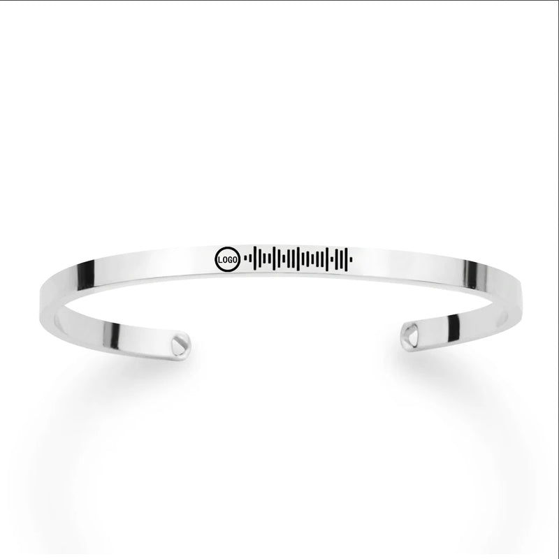 Personalized Music Scan Code Engraved Bangle Bracelet