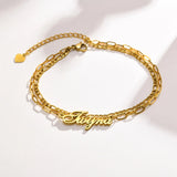 Personalized Name Anklet Bracelet for Women, Stainless Steel