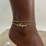 Personalized Name Anklet Bracelet for Women, Stainless Steel