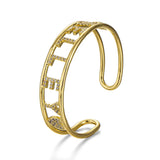 Personalized Name Bangle Copper CZ Stone Letter Bracelet Alphabet Jewelry