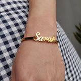 Custom Name Bracelet Stainless Steel Adjustable Nameplate Bangle