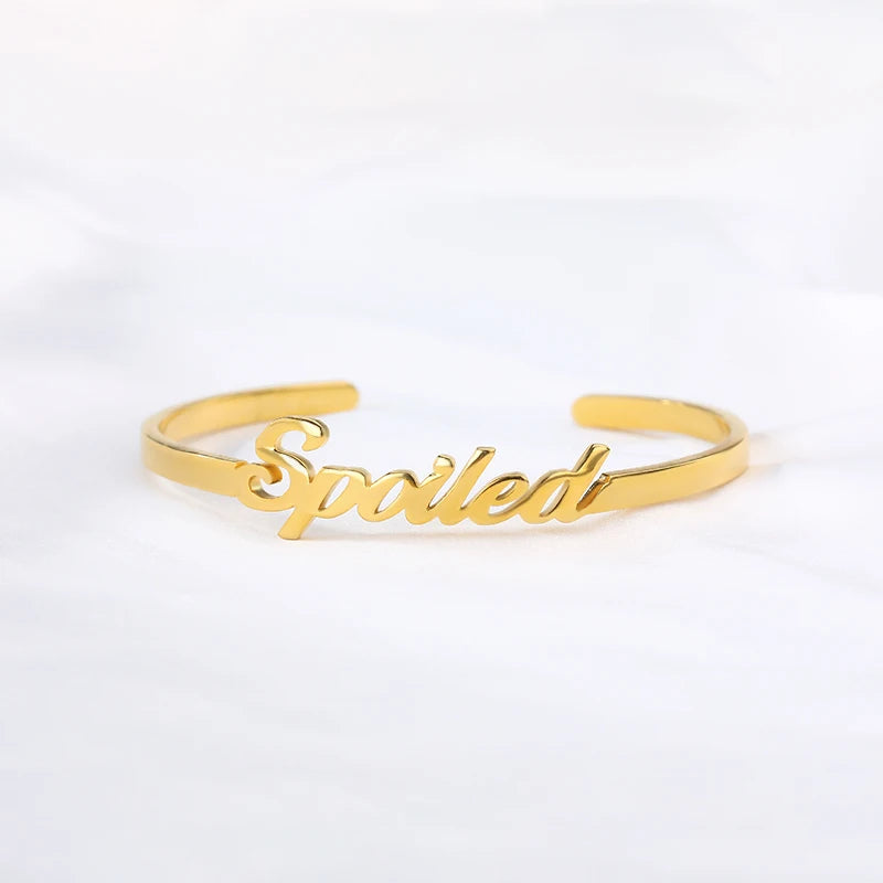 Custom Name Stainless Steel Bangles Adjustable Size