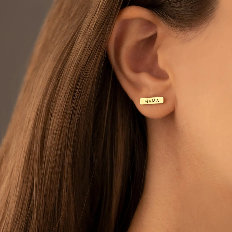 Personalized Name Bar Earring-Custom Stud Earrings