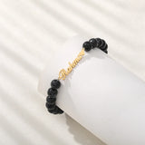 Personalized Name Bead Bracelet Stainless Steel Jewelry Xmas Gift