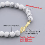 Personalized Name Bead Bracelet Stainless Steel Jewelry Xmas Gift