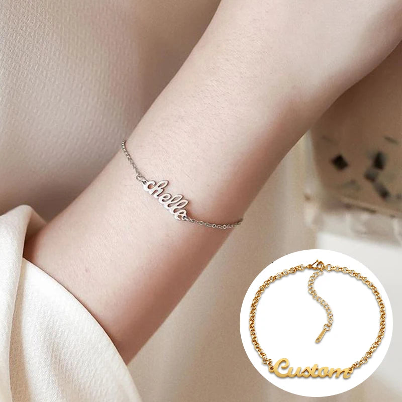 Custom Name Bracelet Stainless Steel Couple Jewelry