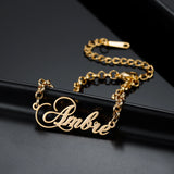 Personalized Name Bracelet Adjustable 18K Plated Stainless Steel Jewelry