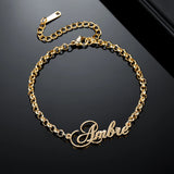 Personalized Name Bracelet Adjustable 18K Plated Stainless Steel Jewelry