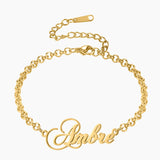Personalized Name Bracelet Adjustable 18K Plated Stainless Steel Jewelry