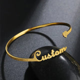 Personalized Name Bracelet Bangle Cuff Heart Frosted Name Plate