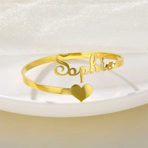 Personalized Heart Name Bracelet - Stainless Steel Name Charms