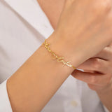 Personalized Couples Name Bracelet Stainless Steel Heart Charm Valentines Gift
