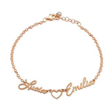 Personalized Couples Name Bracelet Stainless Steel Heart Charm Valentines Gift