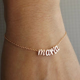 Personalized Name Cursive Letter Bracelet Charms Chain Jewelry