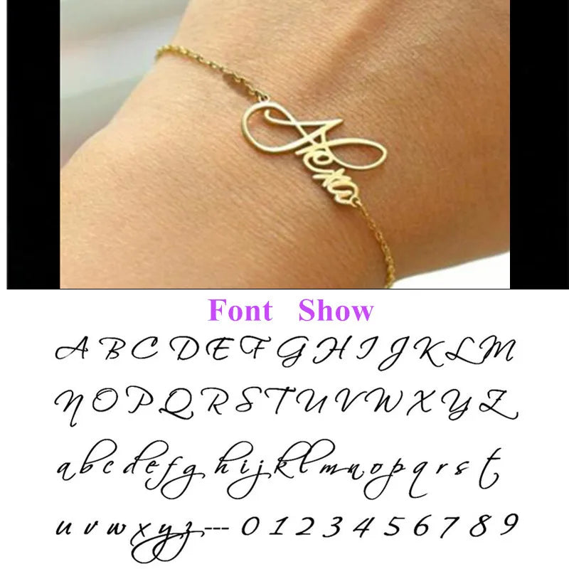 Personalized Name Bracelet Women Old English Arabic Chain Bracelets