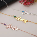 Personalized Name Bracelet with Birthstone - Stainless Steel