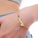 Personalized Name Bracelet with Birthstone - Stainless Steel