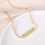 Personalized Zircon Name Bracelet with Tennis Chain CZ Diamond