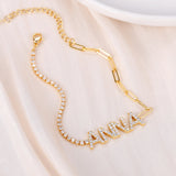 Personalized Zircon Name Bracelet with Tennis Chain CZ Diamond