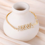 Personalized Zircon Name Bracelet with Tennis Chain CZ Diamond